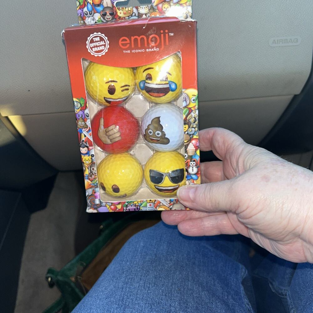 Emoji Golf Balls - 6 Pack - Novelty Fun - Multi Colored .................... NEW